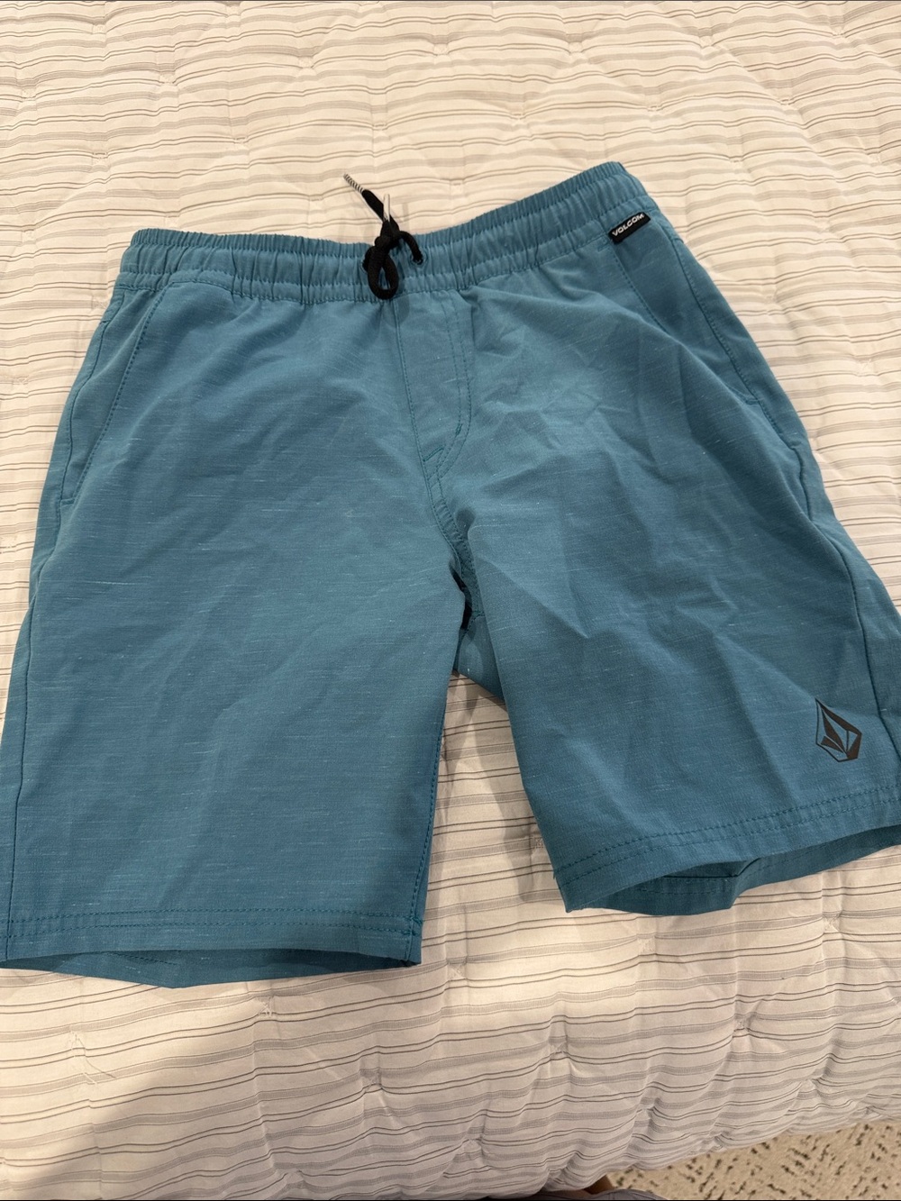 Volcom Teal Blue Kids Swim Shorts with Drawstring